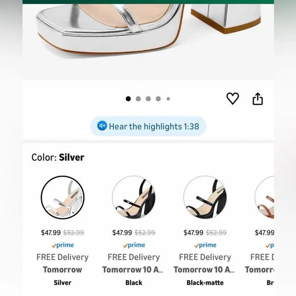 Silver Strappy Women's platform Heels size 8 party wedding 4 inch heel - Picture 7 of 8